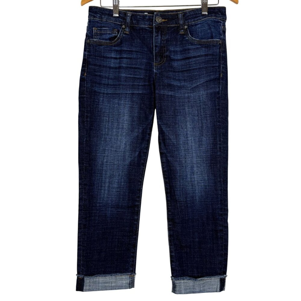 Kut From The Kloth Amy Crop Straight Leg Sz 6 Dark Wash Cuffed (Actual 31x24)